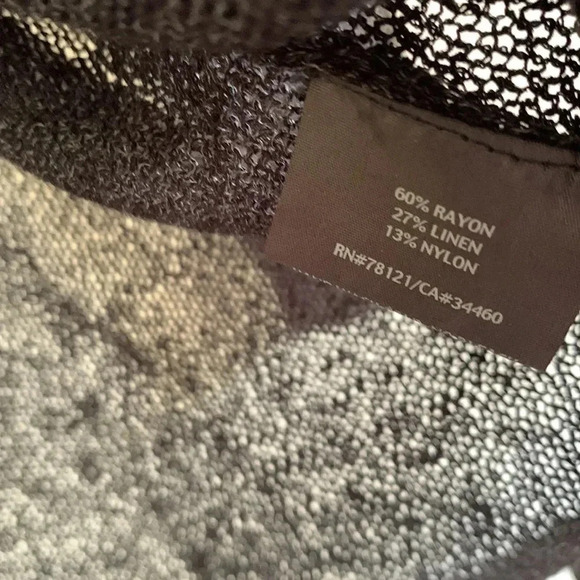 Eileen Fisher Black Ruffle Open Front Cardigan Top Rayon Linen Size Small - Picture 6 of 7